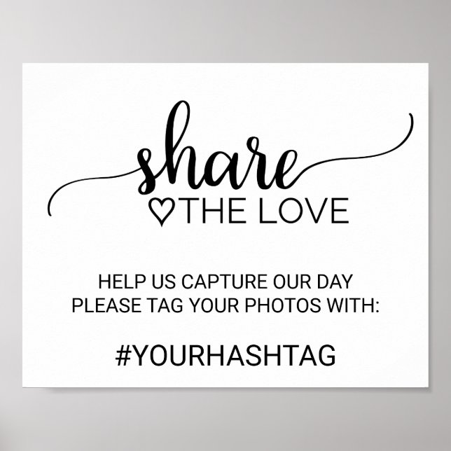 Simple Black Calligraphy Share The Love Sign (Front)