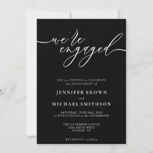 Simple black calligraphy we are engaged invitation