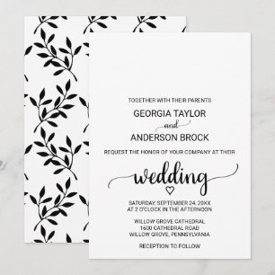 Simple Black Calligraphy Wedding Invitation