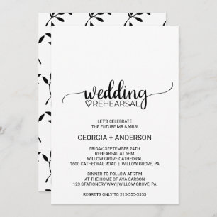 Simple Black Calligraphy Wedding Rehearsal Invitation