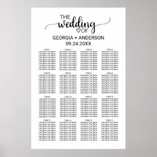 Simple Black Calligraphy Wedding Seating Chart