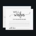 Simple Black Calligraphy Well Wishes Cards<br><div class="desc">These simple black calligraphy well wishes cards are the perfect activity for a rustic or modern wedding reception or bridal shower. The minimalist design features an elegant brush script font and a lovely feminine heart. Personalise these cards with the name of the bride and groom. Well Wishes sign is sold...</div>