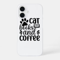 Simple Black "Cat Books and Coffee" Lover Gift