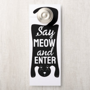 Simple Black cat Do not enter Door Hanger