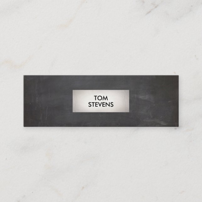 Simple Black Chalkboard Cool Modern Music DJ Mini Business Card (Front)