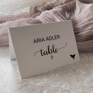 Simple Black Chicken Meal Option Place Card