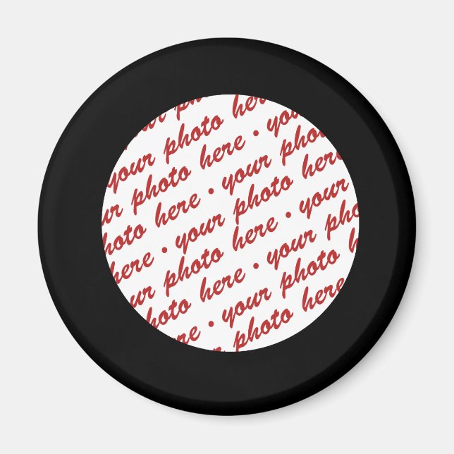 Simple Black  Circle Photo Frame Template Magnet (Front)