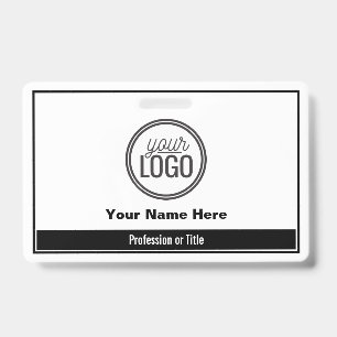 Simple Black Colour Block Professional Name Tag ID Badge