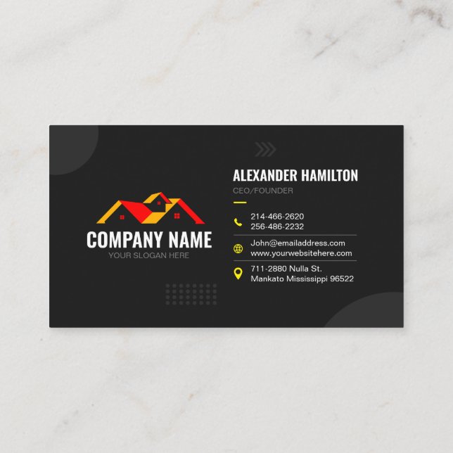 Simple Black Construction Services Business Card (Back)