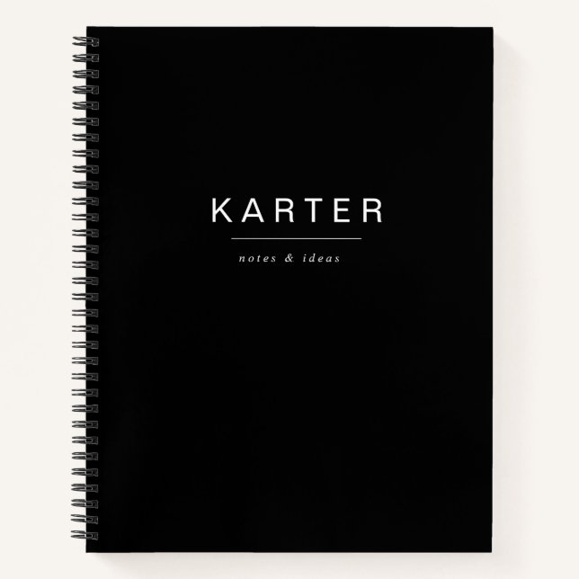 Simple Black Contemporary Journal Name Notebook (Front)