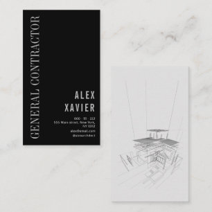 simple black contractor business card