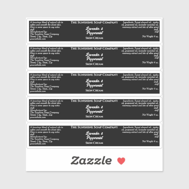 Simple Black Cosmetics Jar Label 0.75" x 4.0" (Sheet)