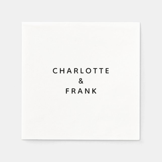 Simple Black Couple Names Wedding Napkin (Front)