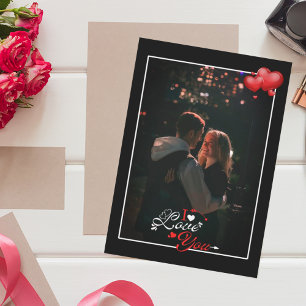 Simple black couples photo Holiday Card