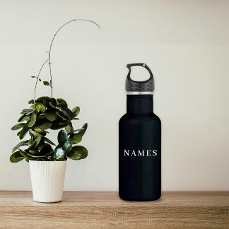 Simple Black Custom Add Your Name Elegant 532 Ml Water Bottle