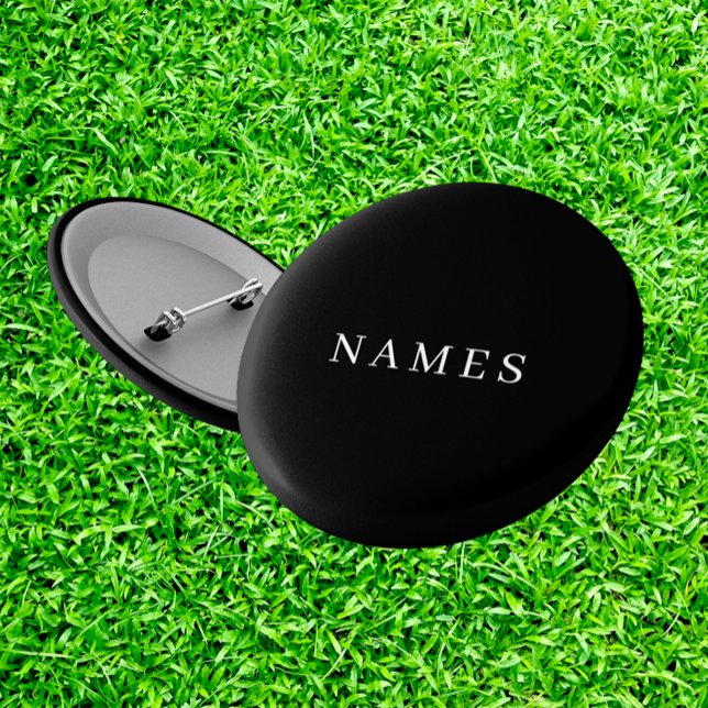 Simple Black Custom Add Your Name Elegant 6 Cm Round Badge (Creator Uploaded)