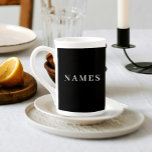 Simple Black Custom Add Your Name Elegant Bone China Mug<br><div class="desc">Simple Black Custom Add Your Name Elegant Design for Anyone.</div>