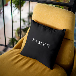 Simple Black Custom Add Your Name Elegant Cushion