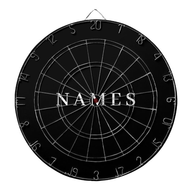 Simple Black Custom Add Your Name Elegant Dartboard (Front)