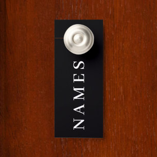Simple Black Custom Add Your Name Elegant Door Hanger