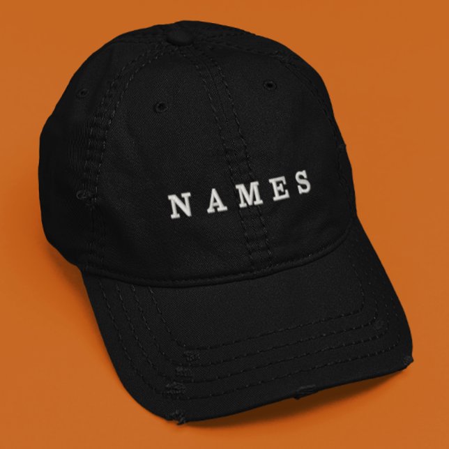 Simple Black Custom Add Your Name Elegant Embroidered Hat (Creator Uploaded)