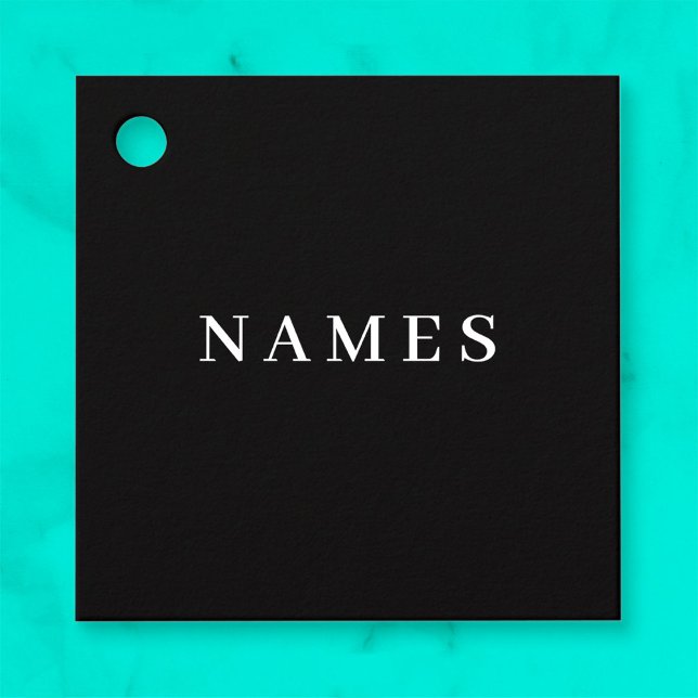 Simple Black Custom Add Your Name Elegant Favour Tags (Creator Uploaded)