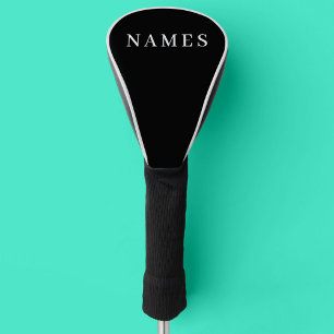 Simple Black Custom Add Your Name Elegant Golf Head Cover