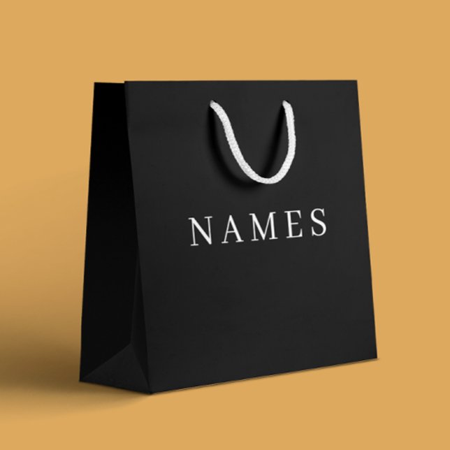 Simple Black Custom Add Your Name Elegant Large Gift Bag (Creator Uploaded)