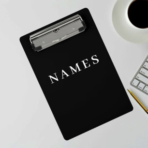 Simple Black Custom Add Your Name Elegant Mini Clipboard