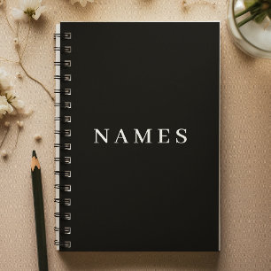 Simple Black Custom Add Your Name Elegant Notebook