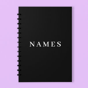 Simple Black Custom Add Your Name Elegant Planner