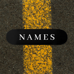 Simple Black Custom Add Your Name Elegant Skateboard