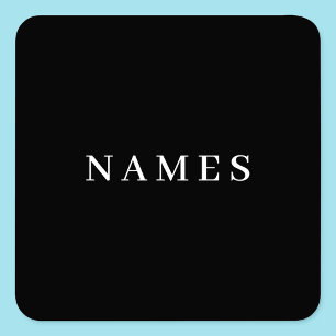 Simple Black Custom Add Your Name Elegant Square Sticker