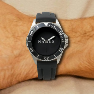 Simple Black Custom Add Your Name Elegant Watch
