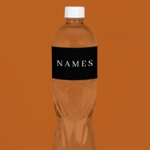 Simple Black Custom Add Your Name Elegant Water Bottle Label