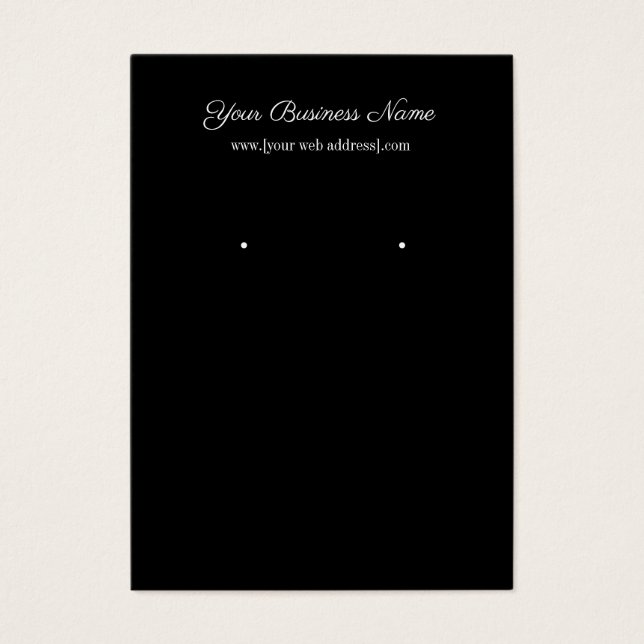 Simple Black Custom Earring Business Card (Front)