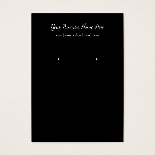 Simple Black Custom Earring Business Card (Front)