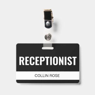 Simple Black Custom Hotel Receptionist Employee ID Badge