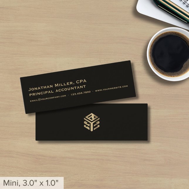 Simple Black Custom Logo Mini Business Card (Creator Uploaded)
