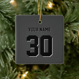 Simple Black Custom Number and Name Ceramic Ornament