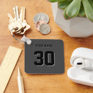 Simple Black Custom Number and Name Key Ring
