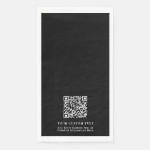 Simple Black Custom QR Code Business Promotional Napkin