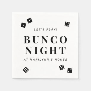 Simple Black Dice Bunco Night Personalised Napkins