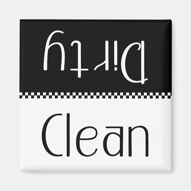 Simple Black Dishwasher Clean/Dirty Magnet (Front)