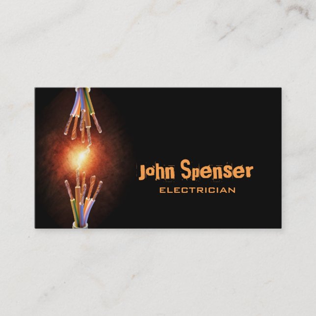 Simple Black Electrician Business Card (Front)
