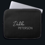 Simple Black Elegant Contemporary Modern Laptop Sleeve<br><div class="desc">Modern black laptop sleeve featuring a simple and minimal design personalized with your name in an elegant script and contemporary sans serif font.</div>