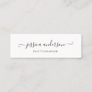 Simple Black Elegant Modern Script Calligraphy Mini Business Card