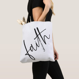 Simple Black Faith Bible Verse Calligraphy Text Tote Bag