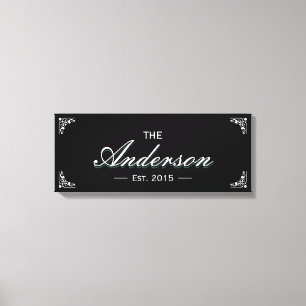 Simple Black Family Established Family Name Sign