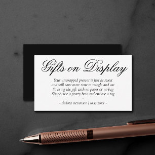 Simple Black Fancy Script   Gifts Display Poem Enclosure Card